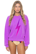 BOLT FADE RELAXED CREW SWEATSHIRT - NEON PURPLE PINK PURPLE