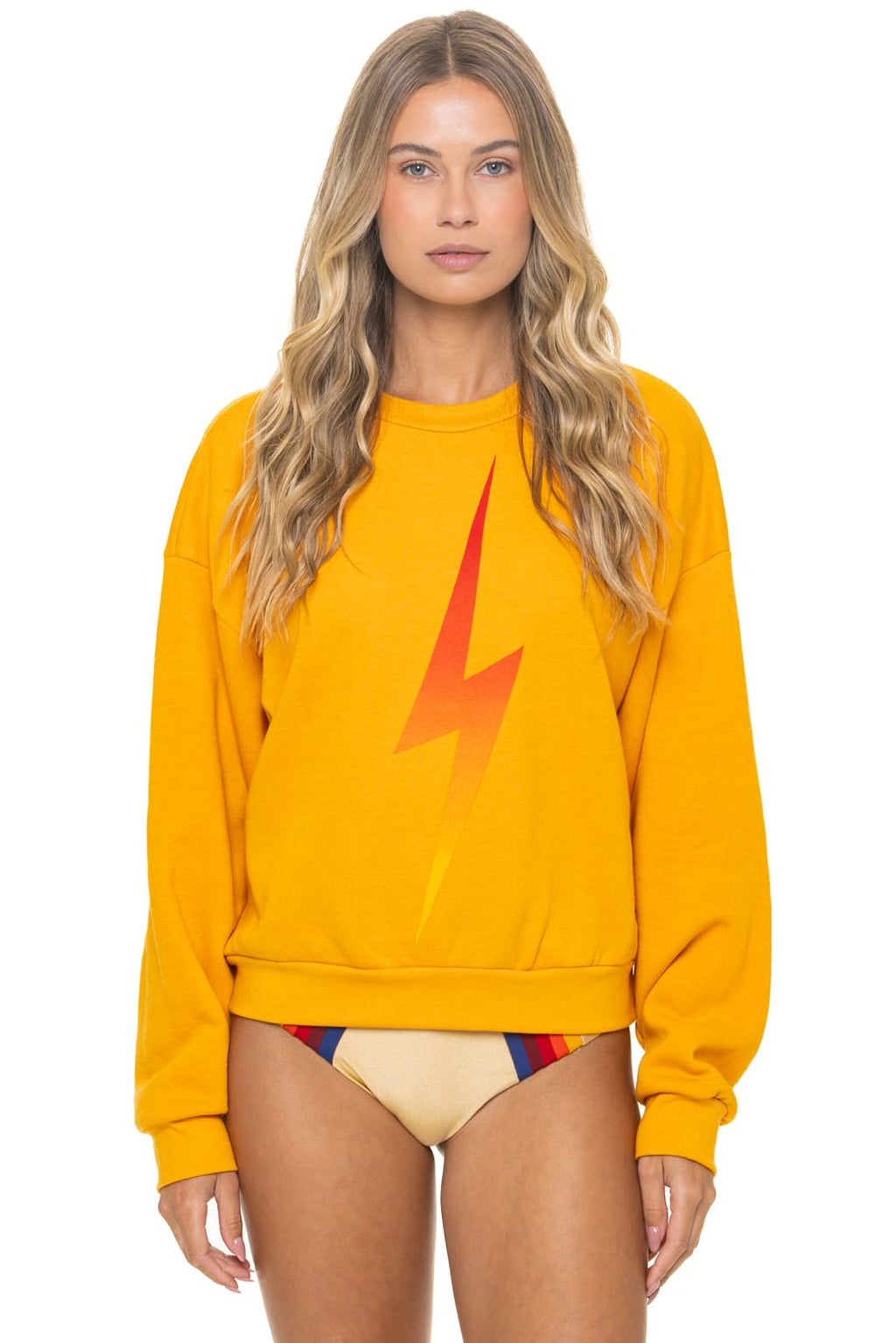 BOLT FADE RELAXED CREW SWEATSHIRT - VINTAGE GOLD RED YELLOW
