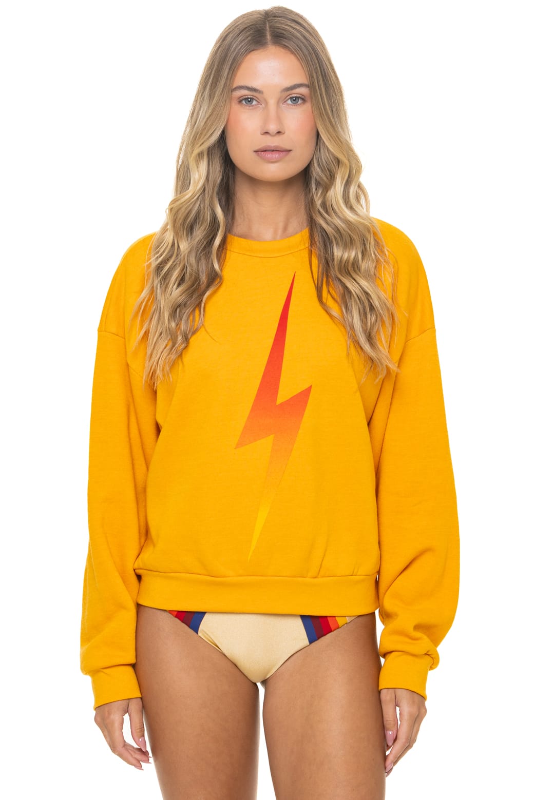 BOLT FADE RELAXED CREW SWEATSHIRT - VINTAGE GOLD RED YELLOW