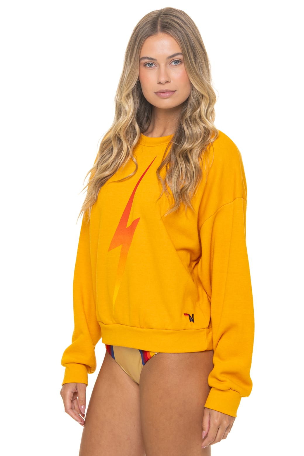 BOLT FADE RELAXED CREW SWEATSHIRT - VINTAGE GOLD RED YELLOW