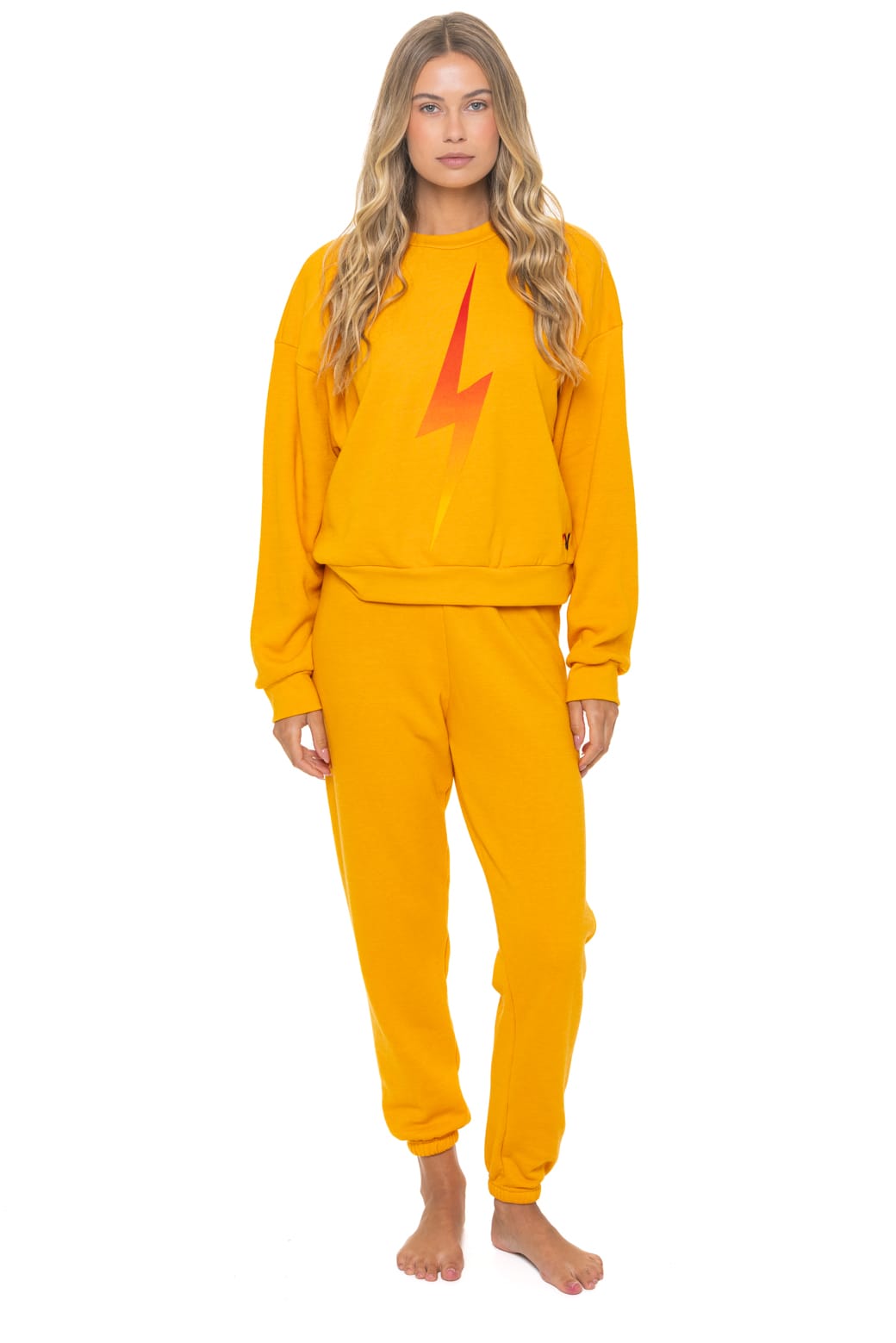 BOLT FADE RELAXED CREW SWEATSHIRT - VINTAGE GOLD RED YELLOW