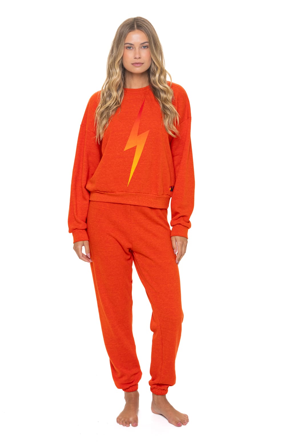 BOLT FADE RELAXED CREW SWEATSHIRT - VINTAGE ORANGE RED YELLOW