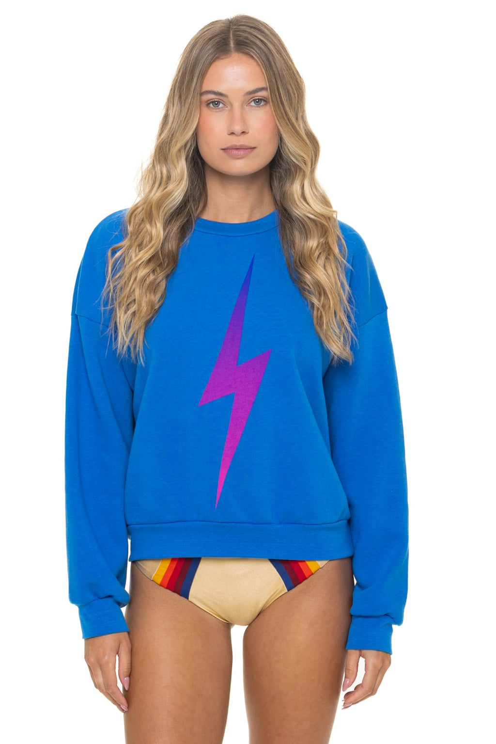 BOLT FADE RELAXED CREW SWEATSHIRT - OCEAN PINK PURPLE