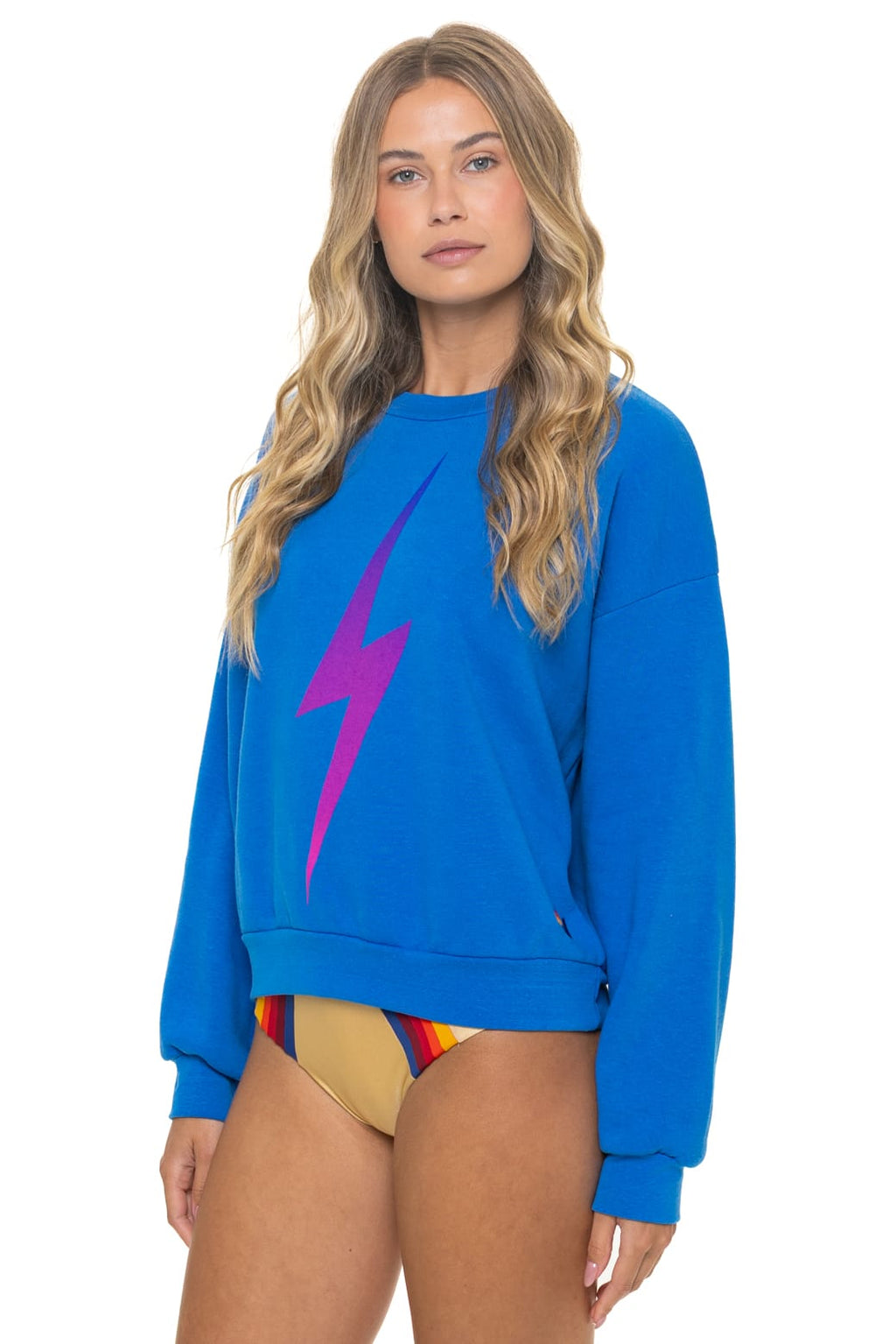 BOLT FADE RELAXED CREW SWEATSHIRT - OCEAN PINK PURPLE