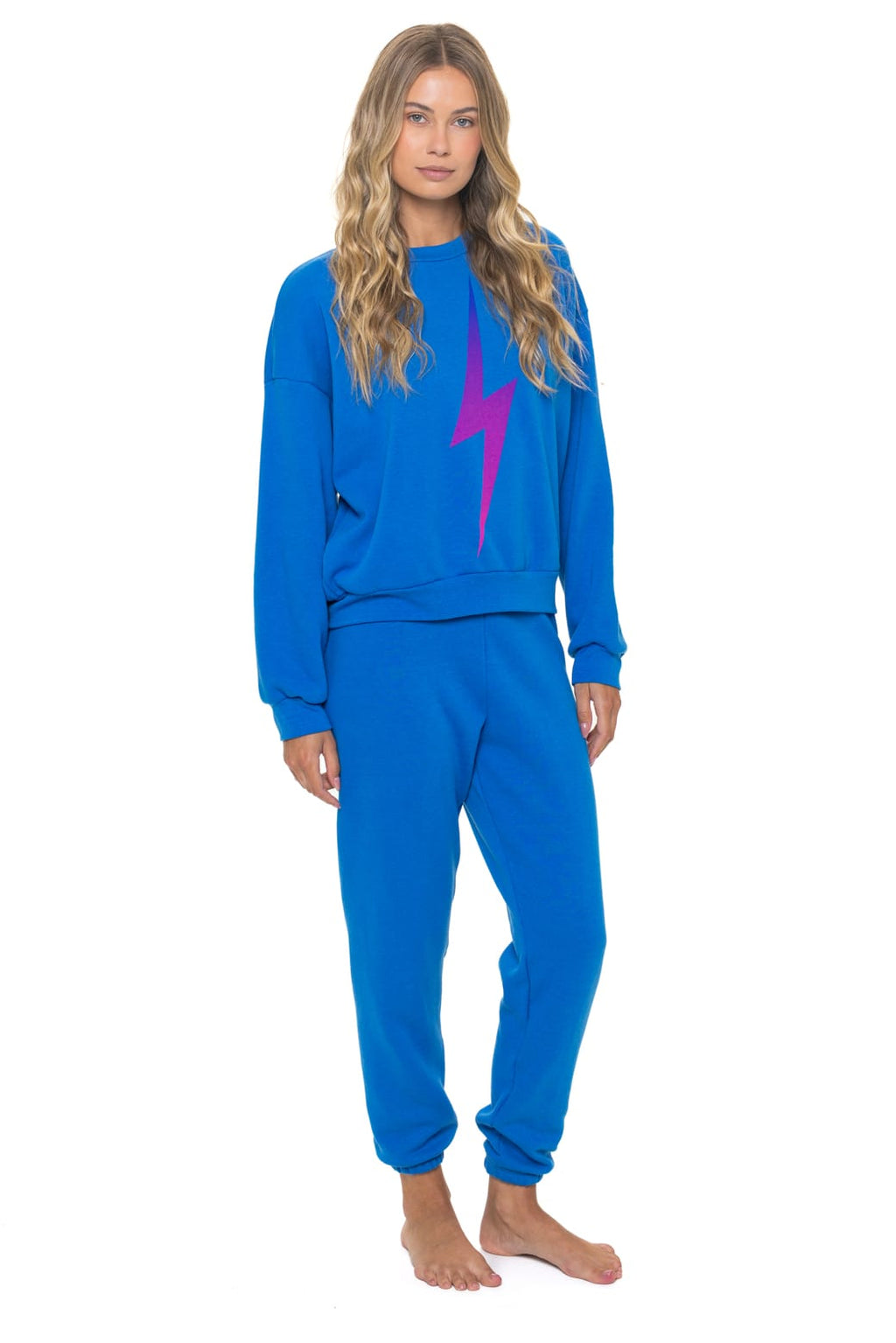 BOLT FADE RELAXED CREW SWEATSHIRT - OCEAN PINK PURPLE