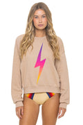 BOLT FADE RELAXED CREW SWEATSHIRT - SAND PINK PURPLE