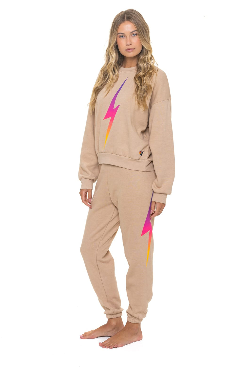 BOLT FADE RELAXED CREW SWEATSHIRT - SAND PINK PURPLE