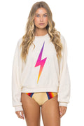 BOLT FADE RELAXED CREW SWEATSHIRT - VINTAGE WHITE PINK PURPLE