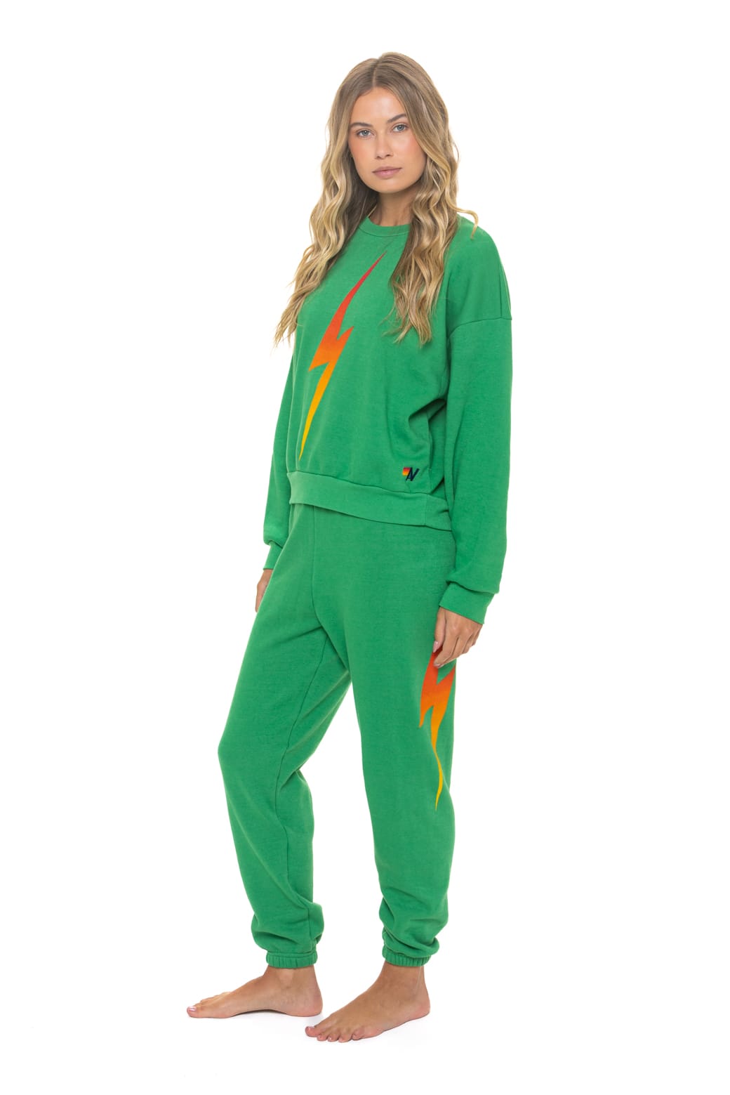 BOLT FADE SWEATPANTS - KELLY GREEN RED YELLOW