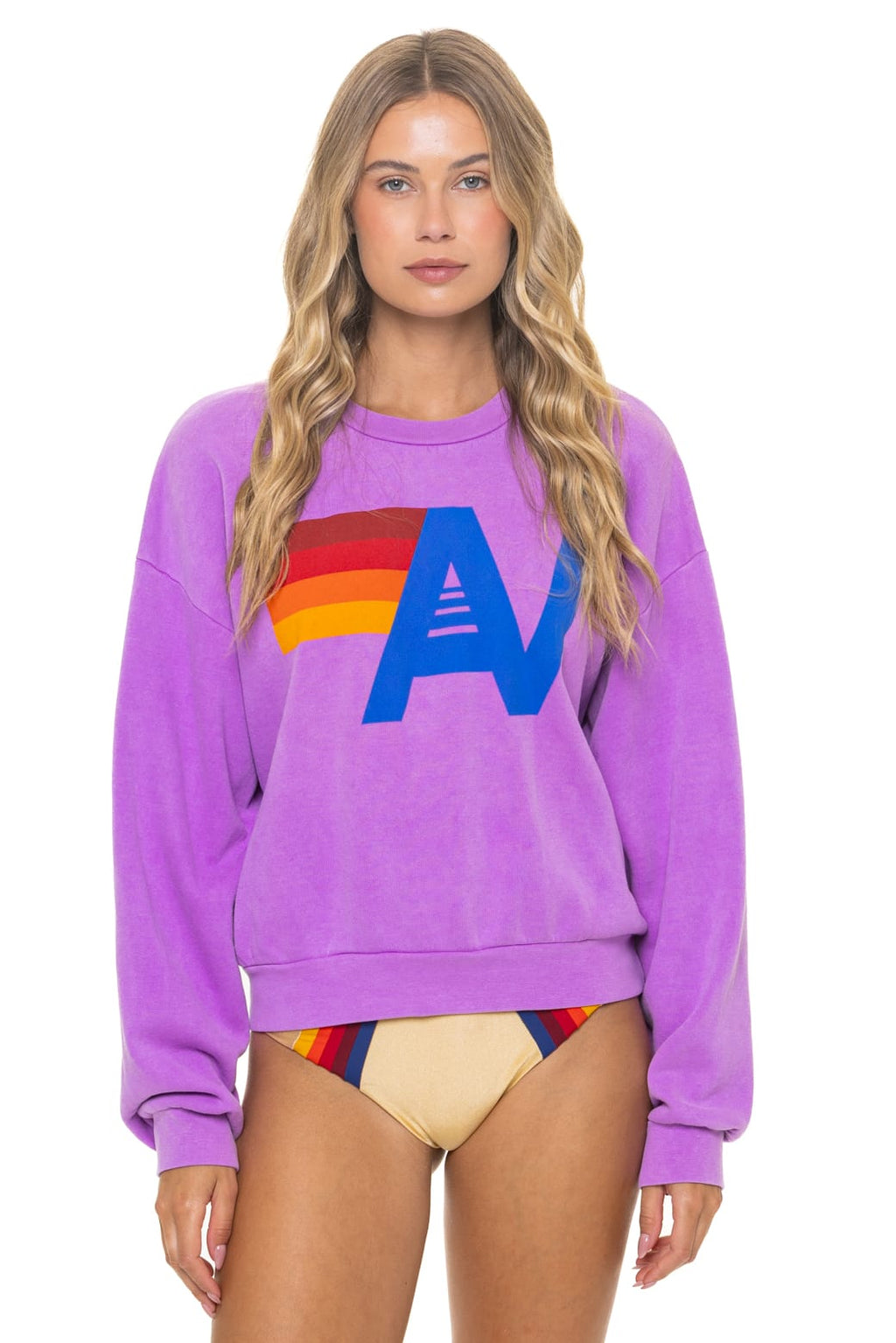 LOGO RELAXED CREW SWEATSHIRT - NEON PURPLE