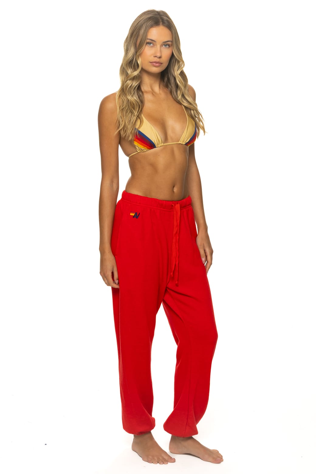 BOLT PRINT UNISEX SWEATPANTS - RED WHITE
