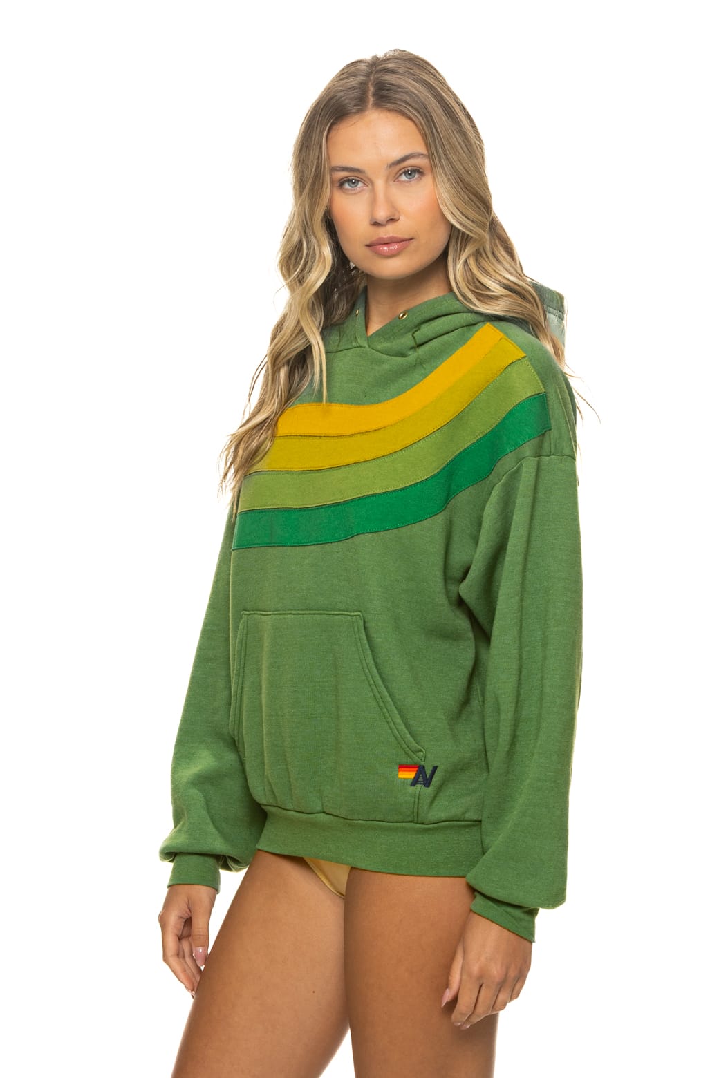 WAVE STRIPE 4 PULLOVER HOODIE RELAXED - PALM GREEN