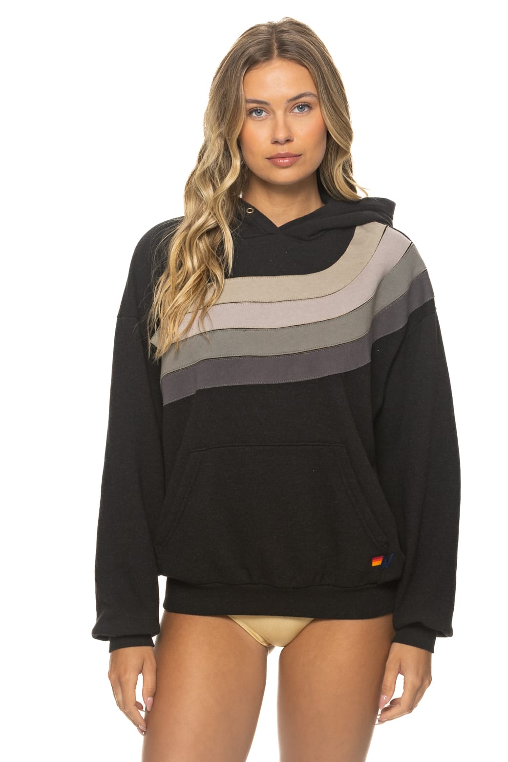 WAVE STRIPE 4 PULLOVER HOODIE RELAXED - BLACK CHARCOAL
