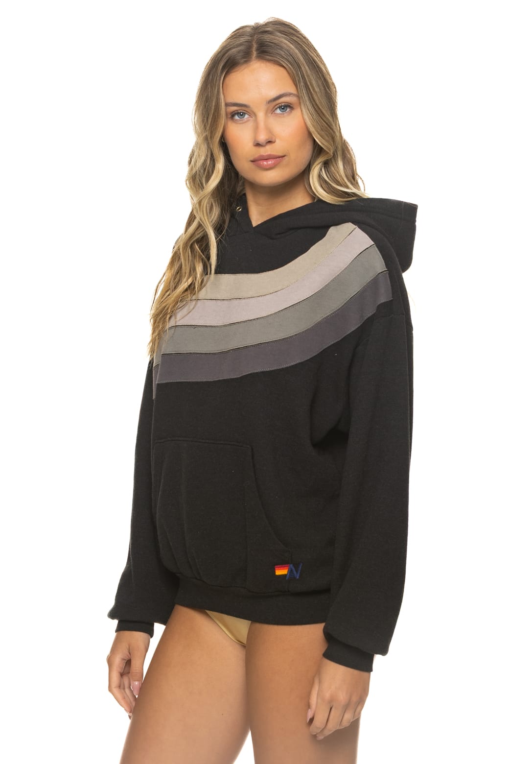 WAVE STRIPE 4 PULLOVER HOODIE RELAXED - BLACK CHARCOAL