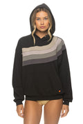 WAVE STRIPE 4 PULLOVER HOODIE RELAXED - BLACK CHARCOAL
