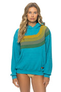 WAVE STRIPE 4 PULLOVER HOODIE RELAXED - TEAL GREEN