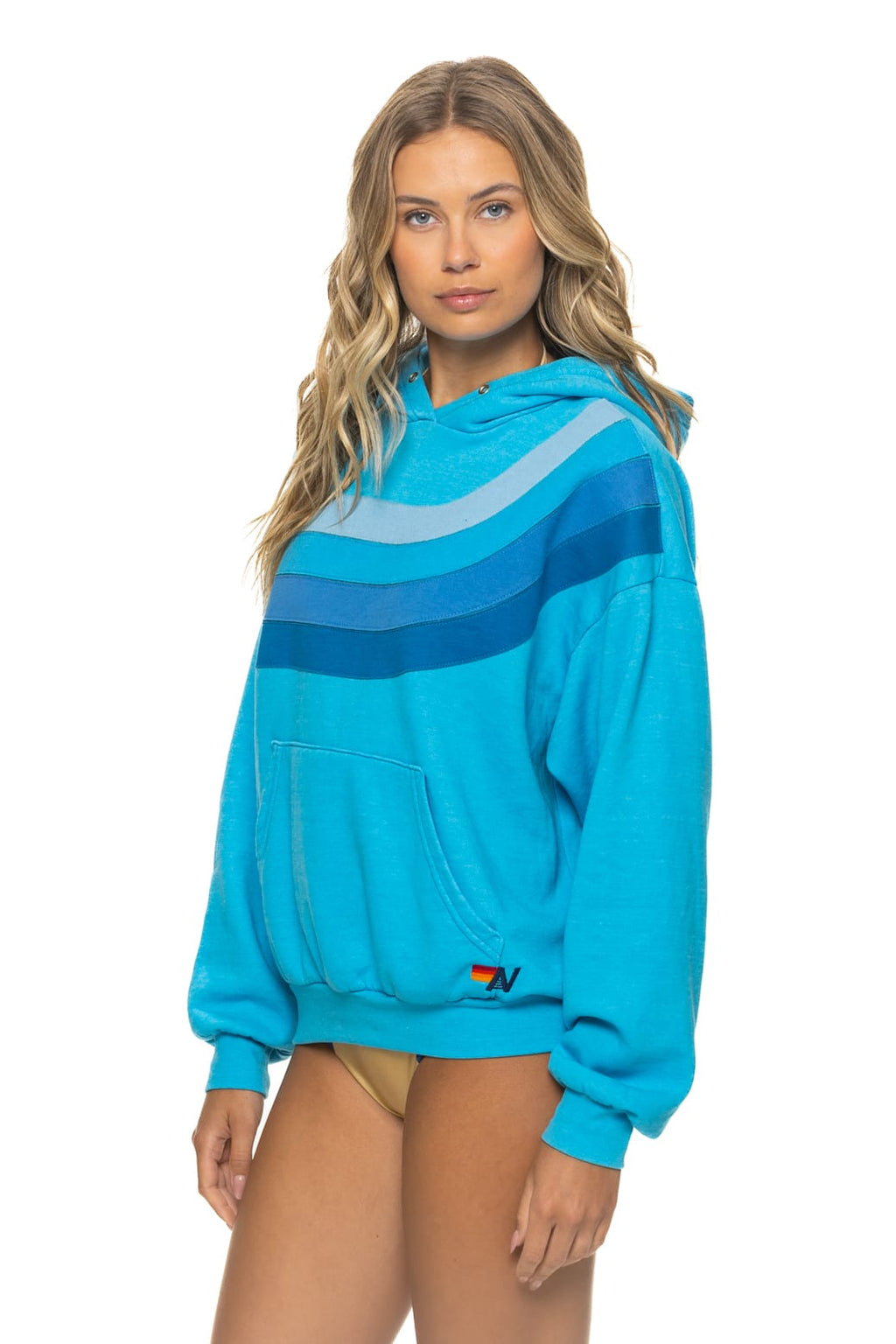 WAVE STRIPE 4 PULLOVER HOODIE RELAXED - NEON BLUE NEON BLUE