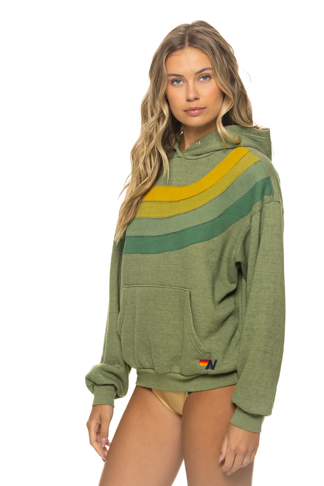 WAVE STRIPE 4 PULLOVER HOODIE RELAXED - JUNGLE GREEN GREEN