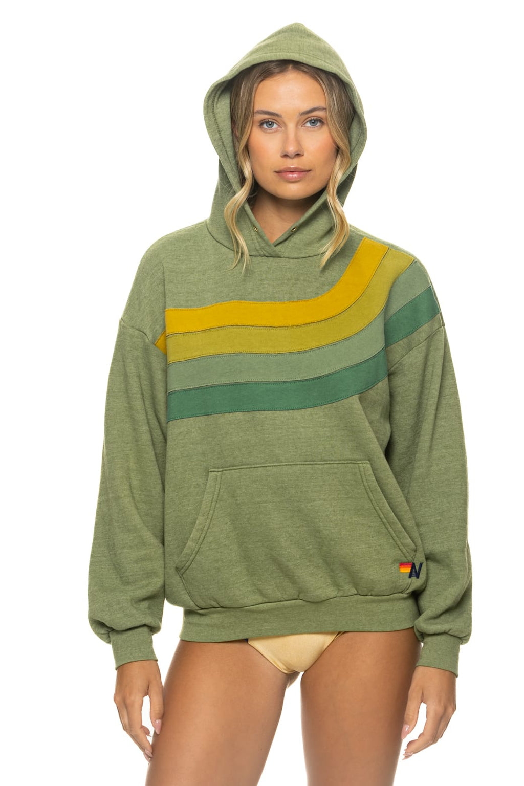 WAVE STRIPE 4 PULLOVER HOODIE RELAXED - JUNGLE GREEN GREEN