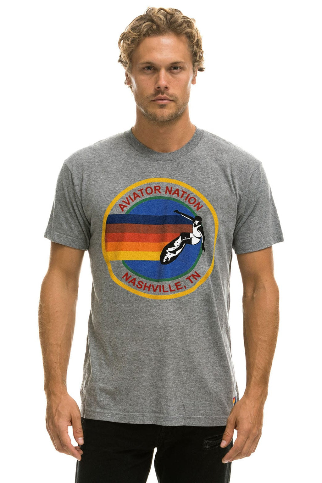 AVIATOR NATION NASHVILLE TEE - HEATHER GREY