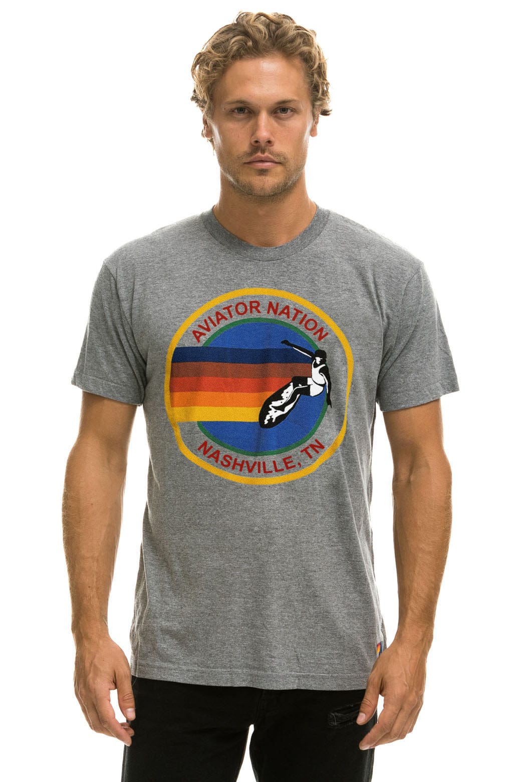 AVIATOR NATION NASHVILLE TEE - HEATHER GREY