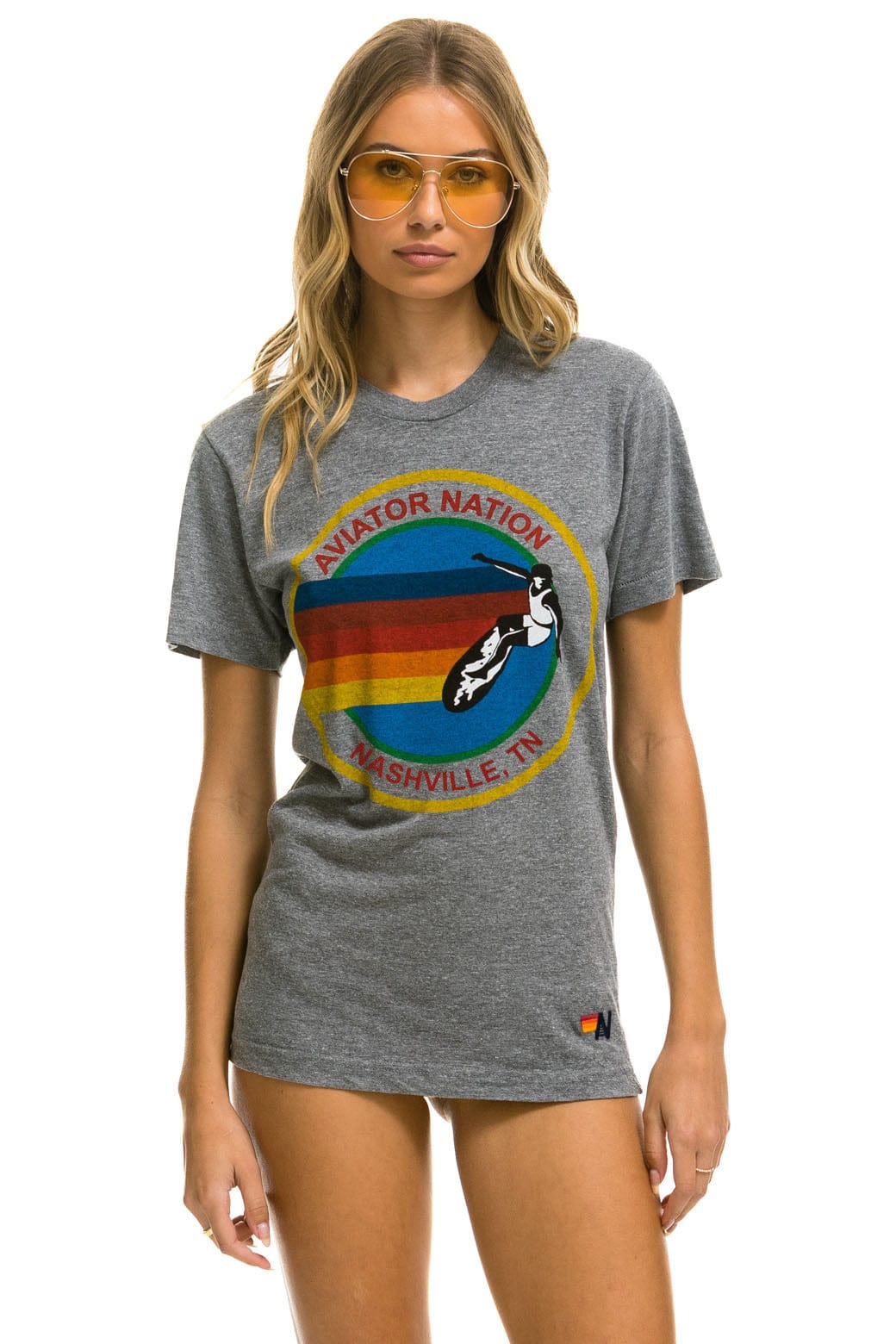 AVIATOR NATION NASHVILLE TEE - HEATHER GREY