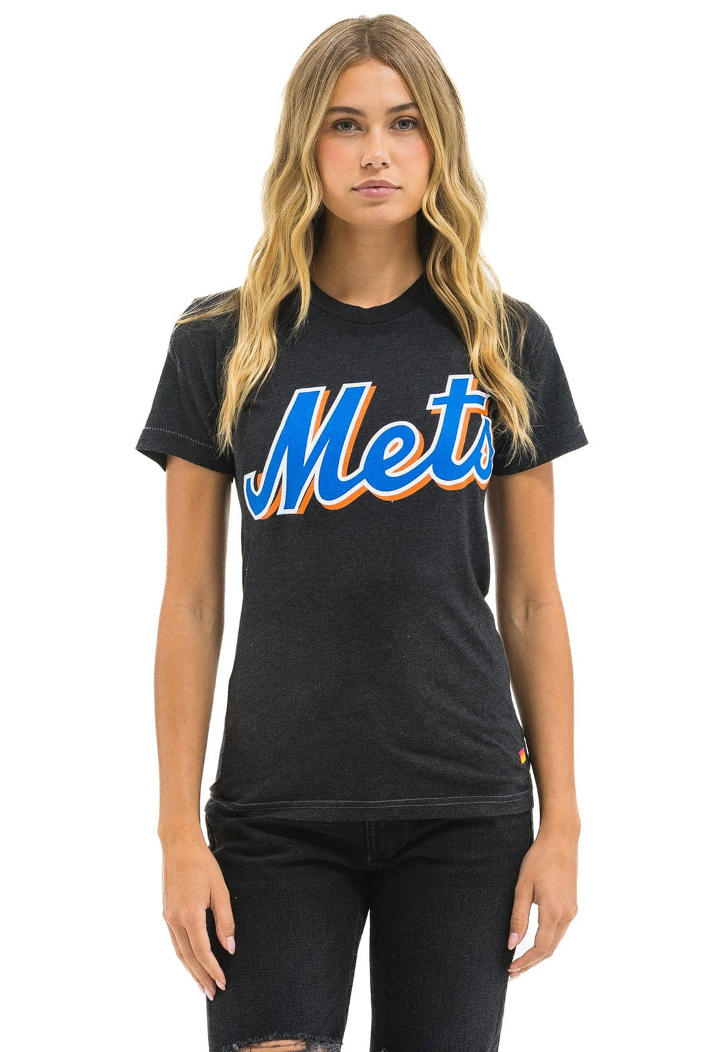 NY METS BOLT CREW TEE - BLACK