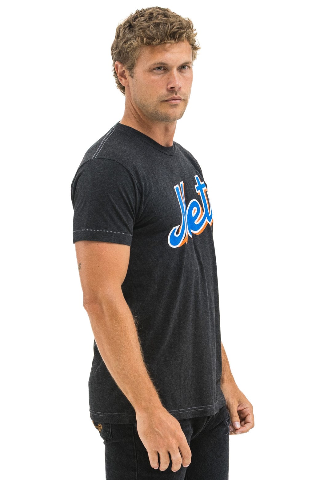 NY METS BOLT CREW TEE - BLACK
