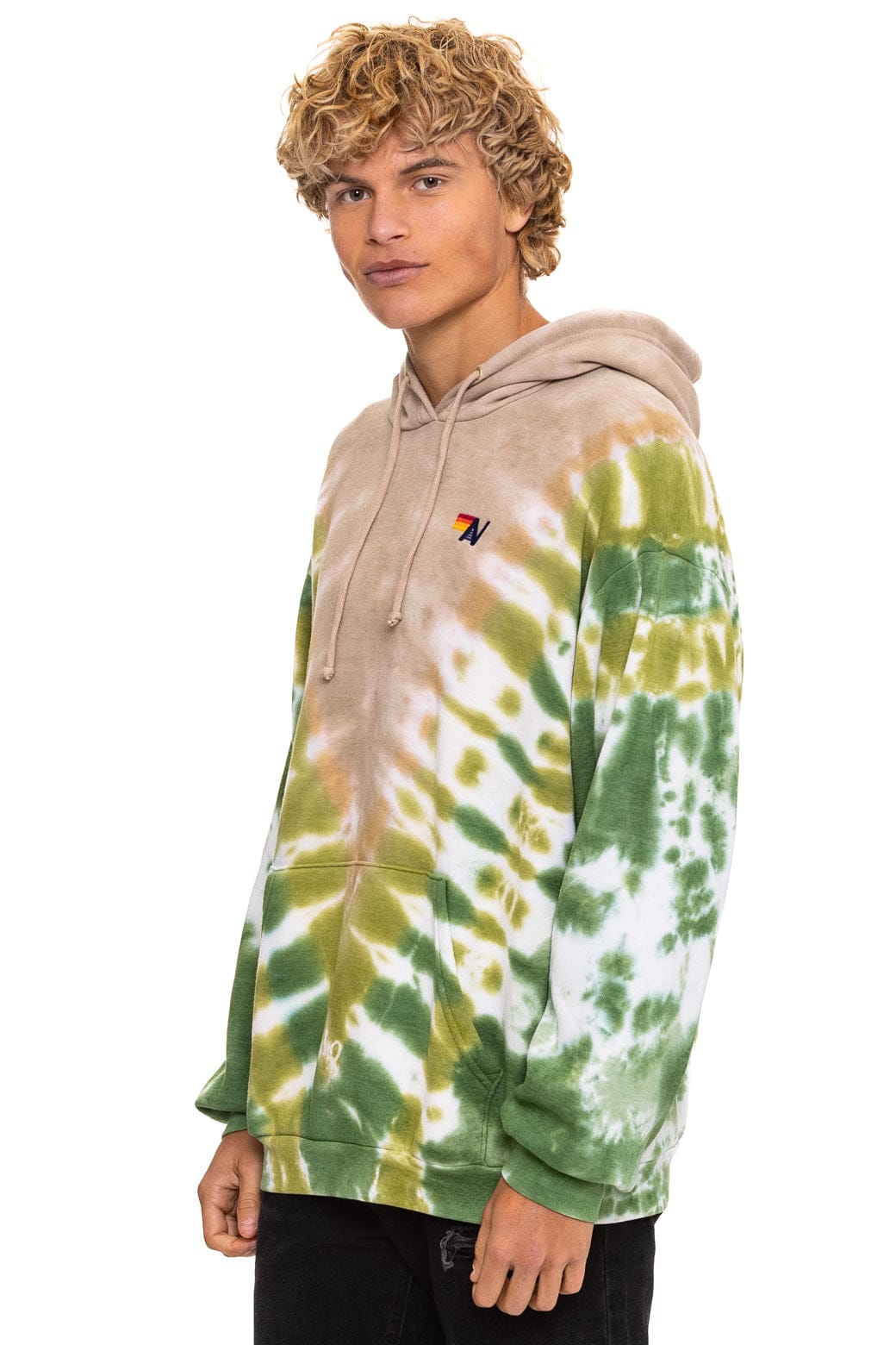 HAND DYED V RELAXED PULLOVER HOODIE - TIE DYE SAND JUNGLE