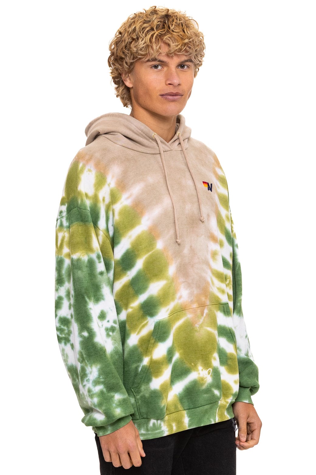 HAND DYED V RELAXED PULLOVER HOODIE - TIE DYE SAND JUNGLE