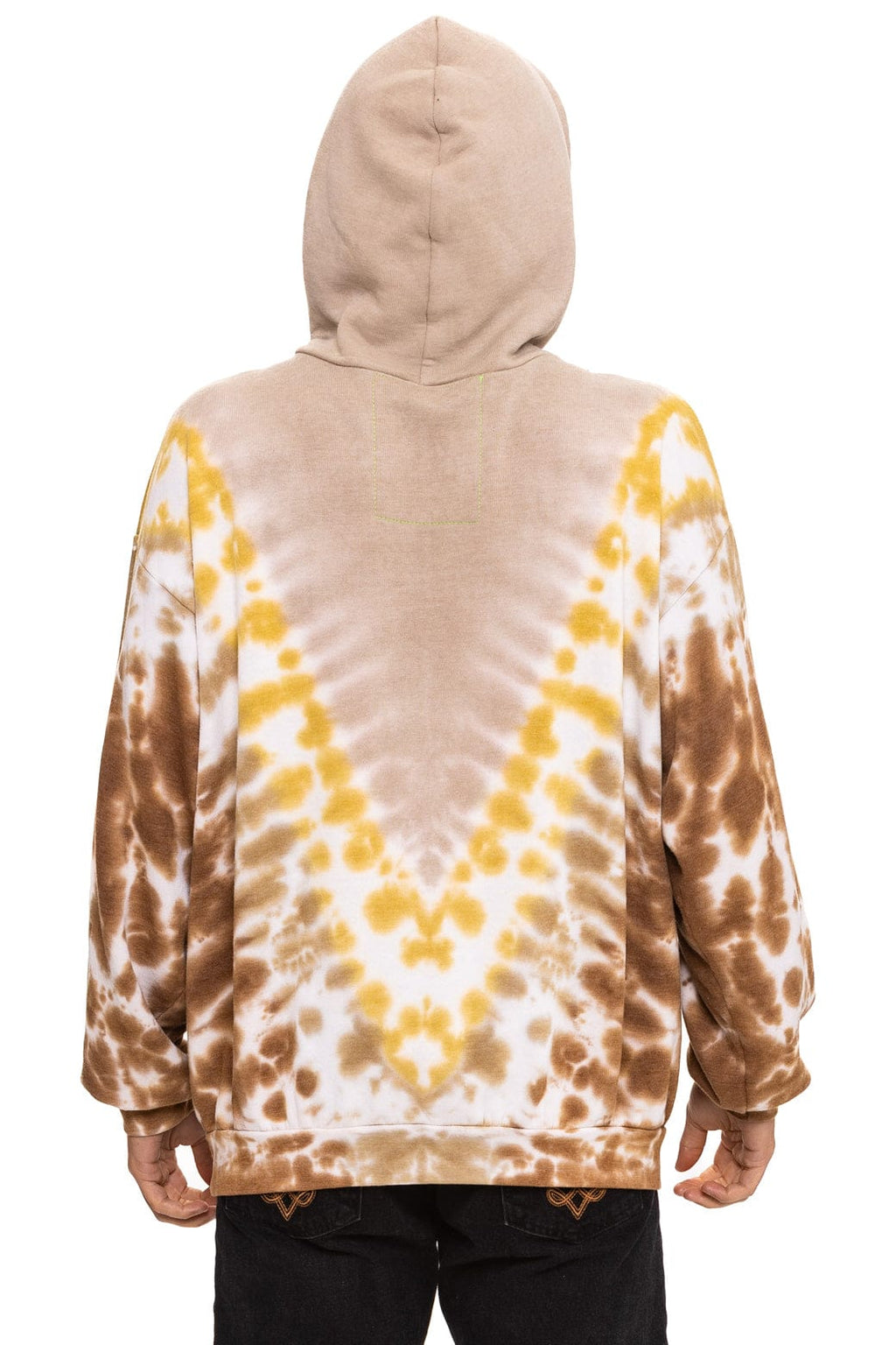 HAND DYED V RELAXED PULLOVER HOODIE - TIE DYE SAND CINNAMON