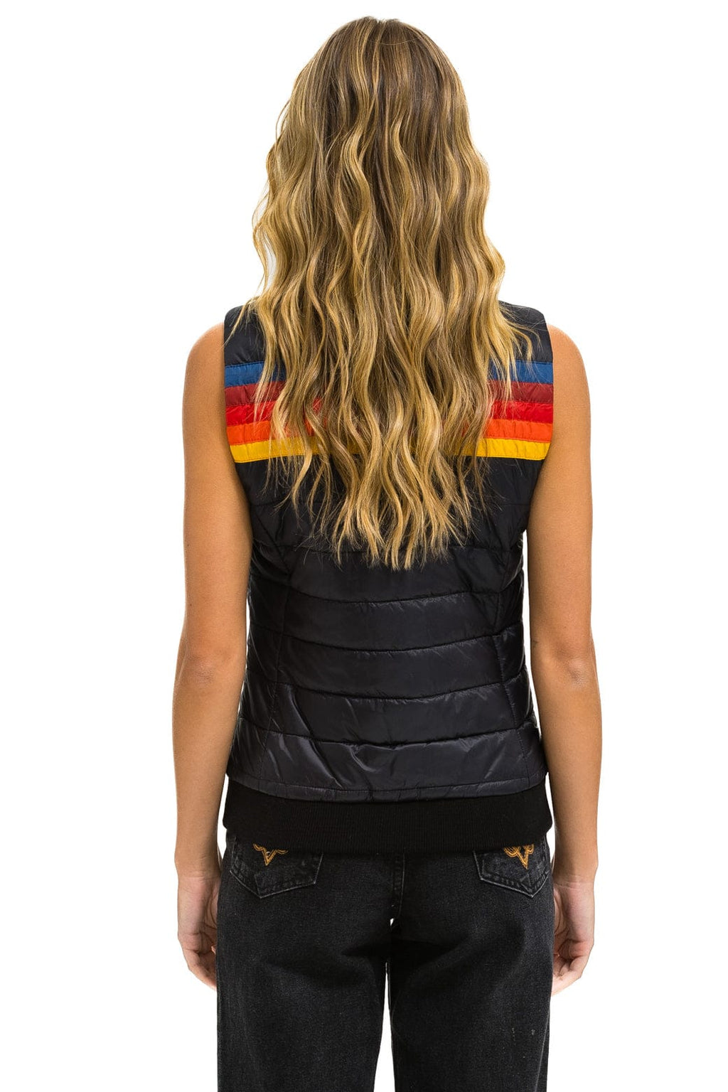 WOMENS 5 STRIPE VEST - BLACK