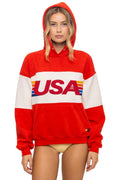 USA RELAXED PULLOVER HOODIE - RED VINTAGE WHITE