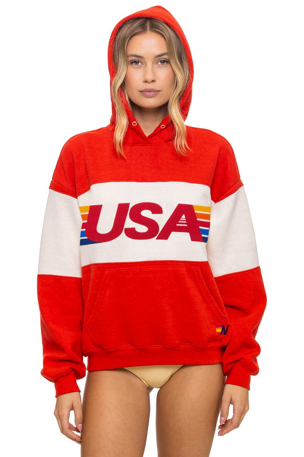 USA RELAXED PULLOVER HOODIE - RED VINTAGE WHITE