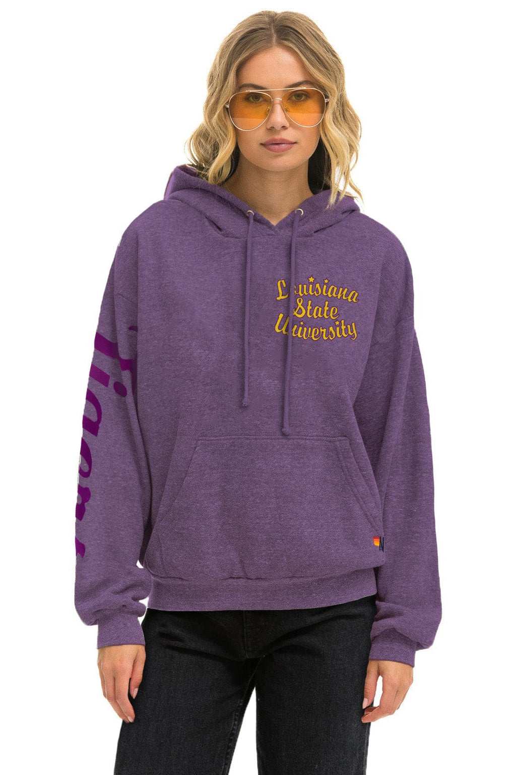 LSU TIGER RELAXED PULLOVER HOODIE - GRAPE