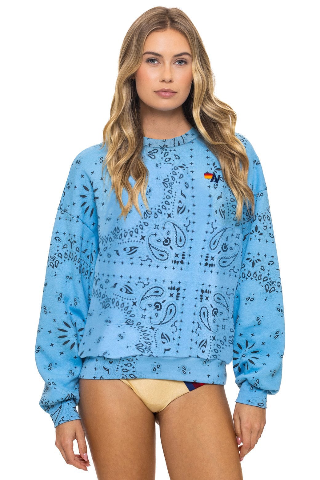 BANDANA RELAXED CREW SWEATSHIRT - SKY