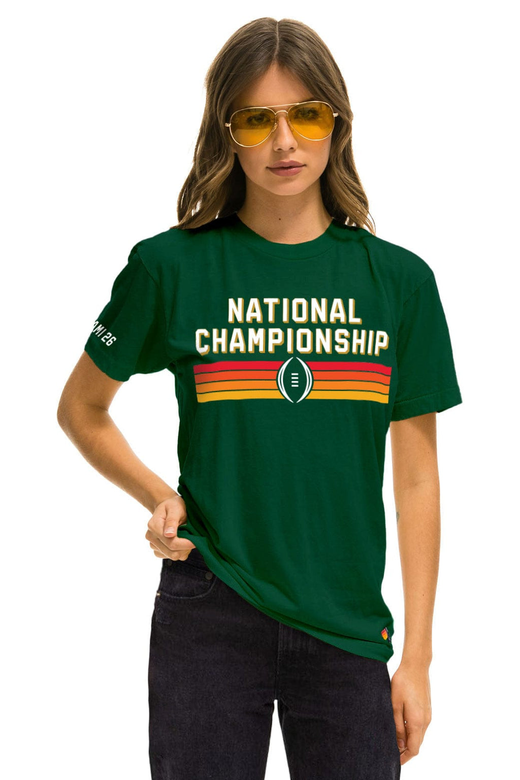 UNIVERSITY OF MIAMI CFP 2026 CREW TEE SHIRT - MIAMI GREEN