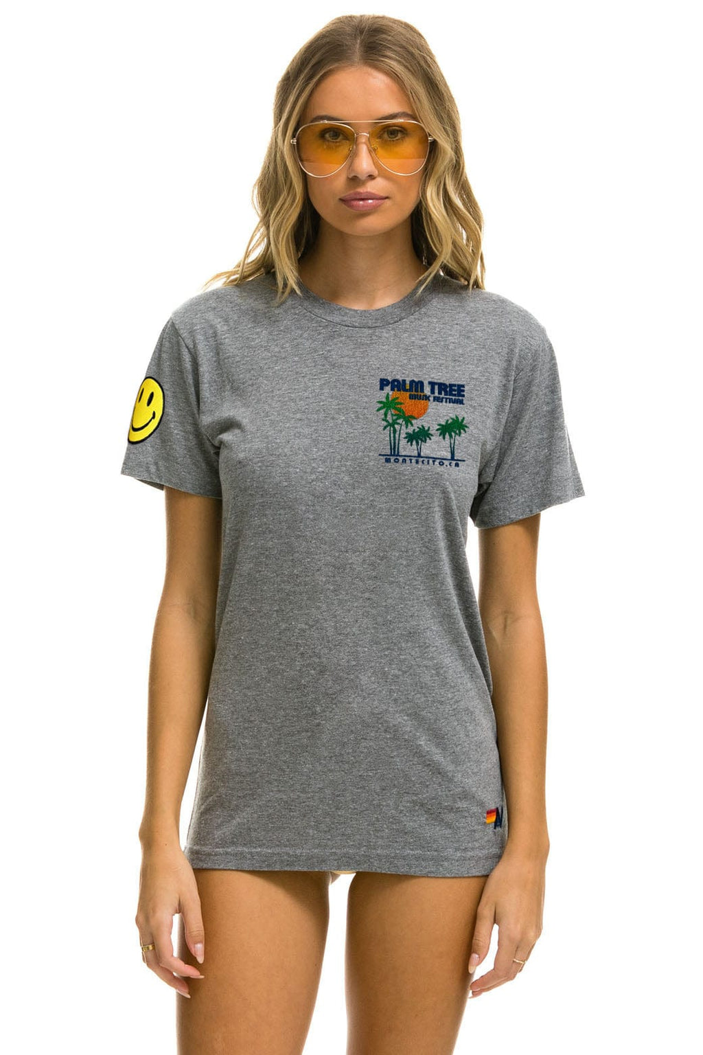 PALM TREE FESTIVAL MONTECITO 2025 CREW TEE SHIRT - HEATHER GREY