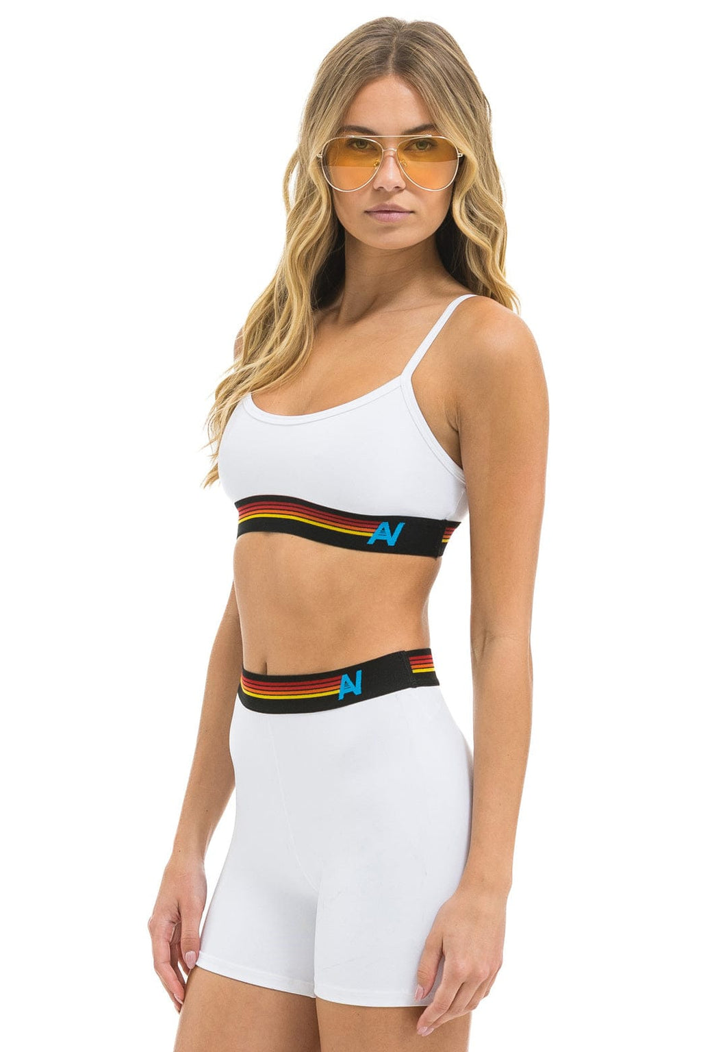 LOGO 4 INCH HI-RISE BIKER SHORT - WHITE