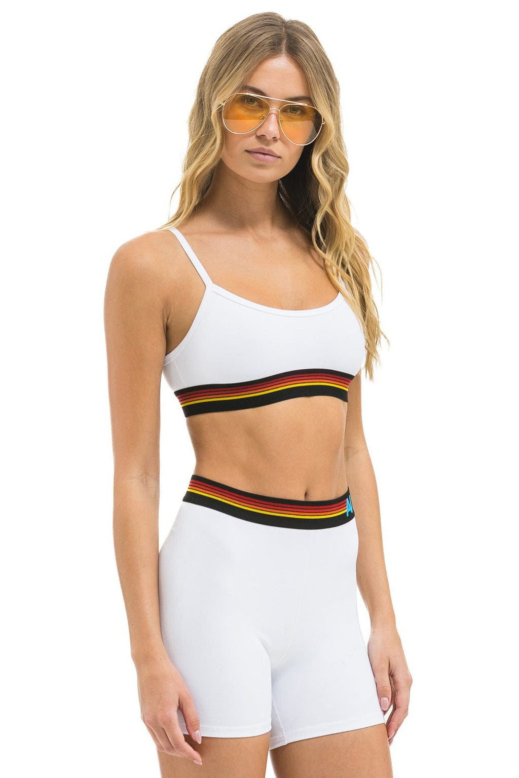 LOGO 4 INCH HI-RISE BIKER SHORT - WHITE