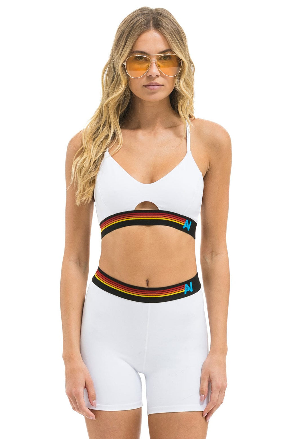 LOGO ELASTIC KEYHOLE BRA - WHITE