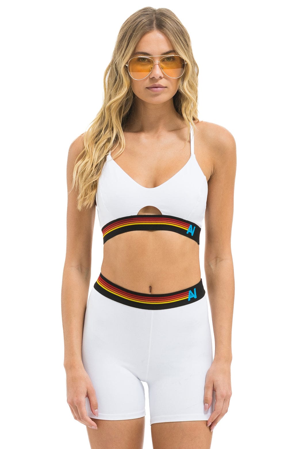 LOGO ELASTIC KEYHOLE BRA - WHITE