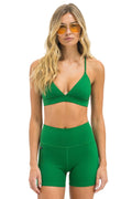 WIDE RIB TRIANGLE ADJUSTABLE SPORTS BRA - KELLY GREEN