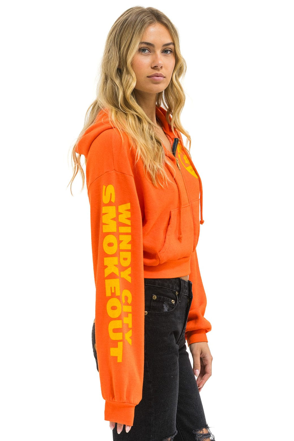 WINDY CITY SMOKEOUT 2025 CROPPED ZIP HOODIE RELAXED - ORANGE