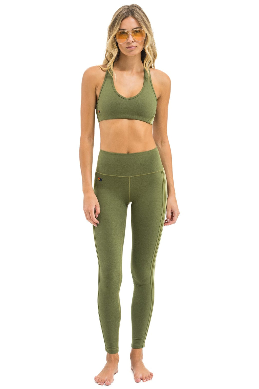 FULL LENGTH HI-RISE 5 STRIPE LEGGINGS - ARMY