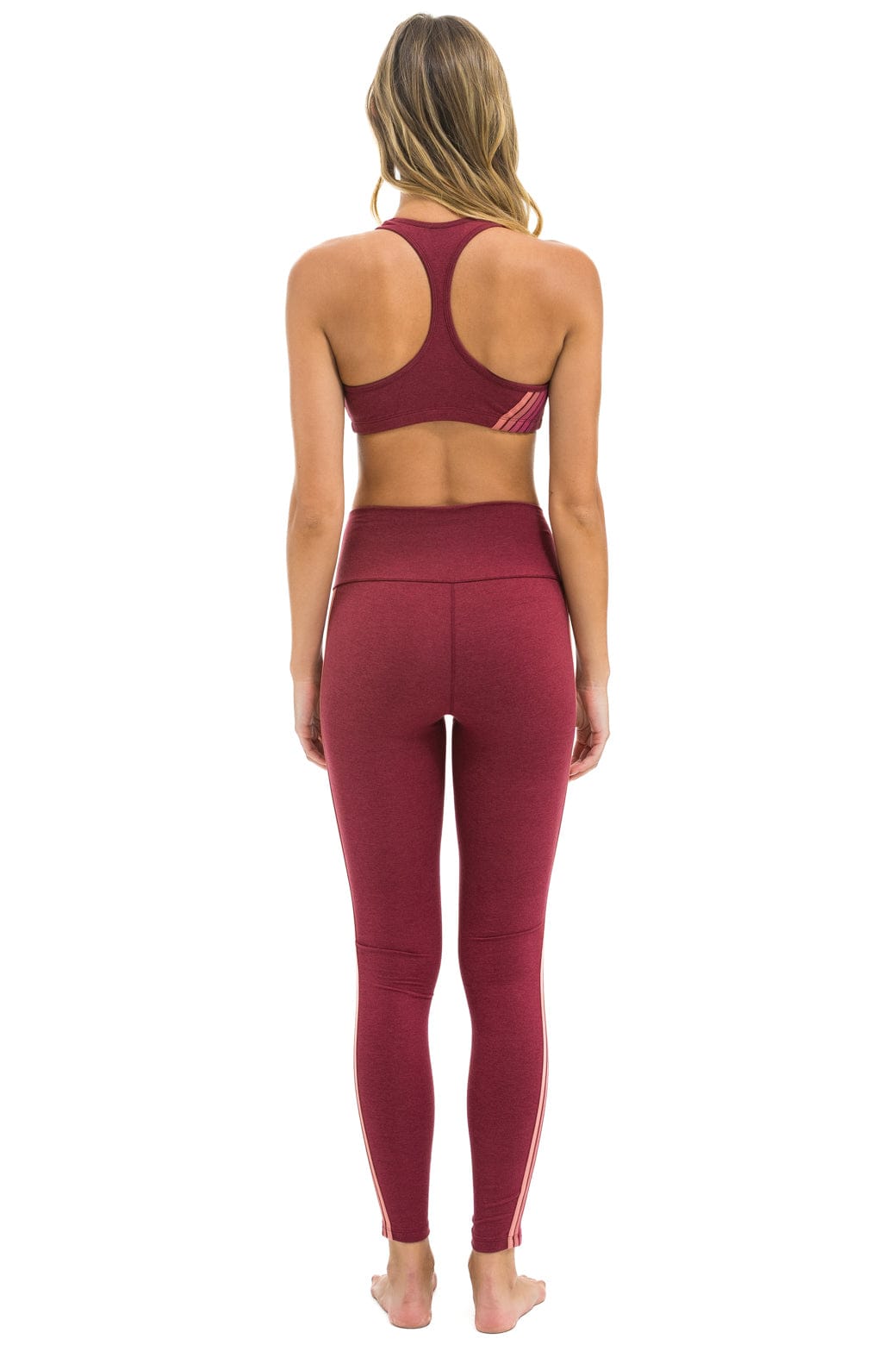 FULL LENGTH HI-RISE 5 STRIPE LEGGINGS - BERRY
