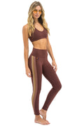 FULL LENGTH HI-RISE 5 STRIPE LEGGINGS - MOCHA