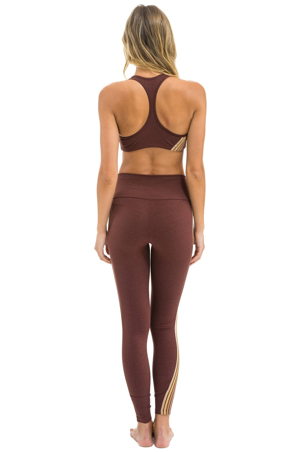 FULL LENGTH HI-RISE 5 STRIPE LEGGINGS - MOCHA