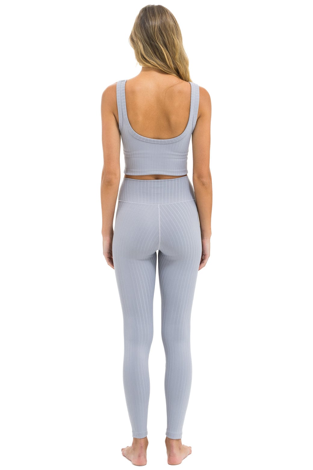 WIDE RIB FULL LENGTH HI-RISE LEGGINGS - LIGHT GREY