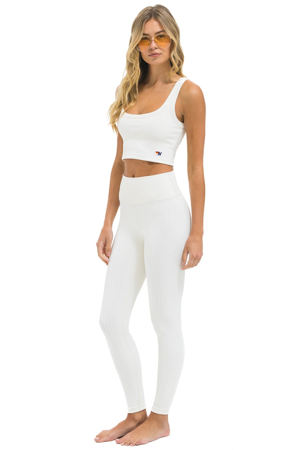 WIDE RIB FULL LENGTH HI-RISE LEGGINGS - VINTAGE WHITE